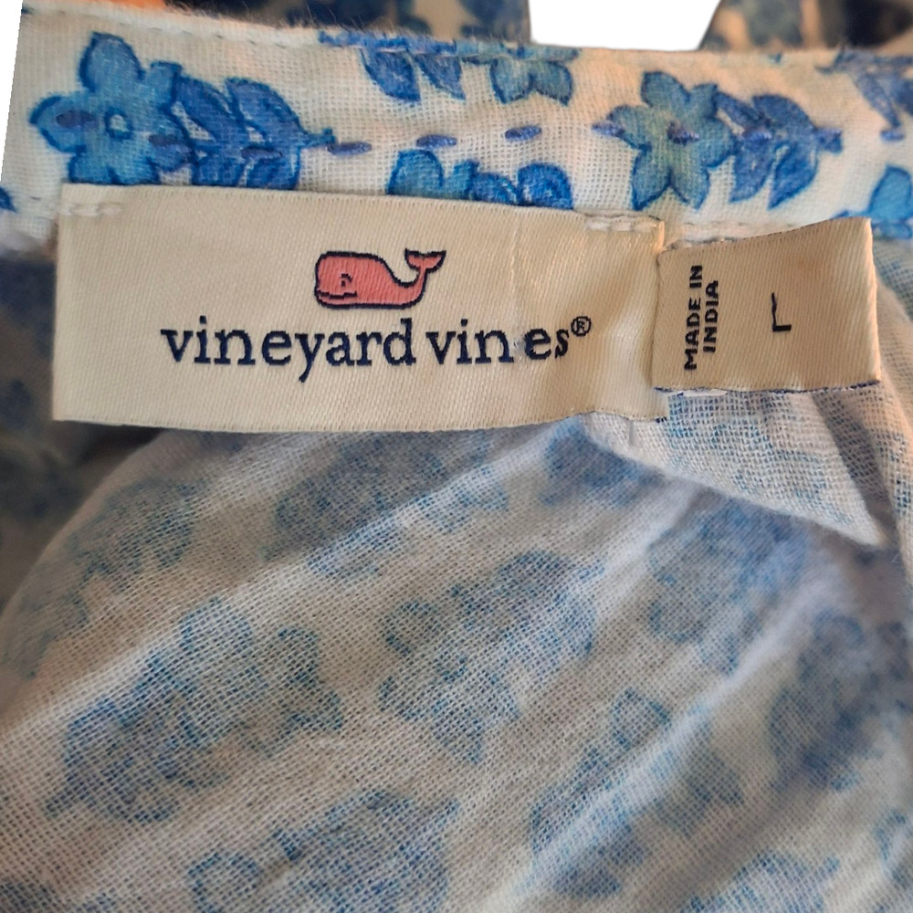 Vineyard Vines‎ Seastitch Block Printed balloon sleeve Dress with pockets L - Picture 6 of 8